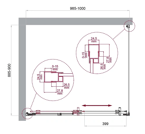 Душевой уголок BelBagno LUCE-AH-1-100/90-C-Cr Душевой уголок BelBagno LUCE-AH-1-100/90-C-Cr