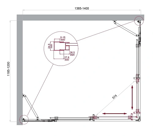Душевой уголок BelBagno LUCE-AH-22-140/120-C-Cr Душевой уголок BelBagno LUCE-AH-22-140/120-C-Cr