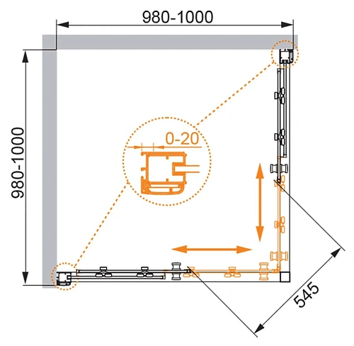 Душевой уголок CEZARES ANIMA-W-A-2-100-C-Cr 100x100см стекло прозрачное, профиль хром Душевой уголок CEZARES ANIMA-W-A-2-100-C-Cr 100x100см стекло прозрачное, профиль хром