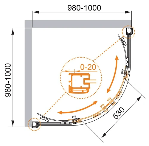 Душевой уголок CEZARES ANIMA-W-R-2-100-C-Cr-IV 100x100см стекло прозрачное, профиль хром Душевой уголок CEZARES ANIMA-W-R-2-100-C-Cr-IV 100x100см стекло прозрачное, профиль хром