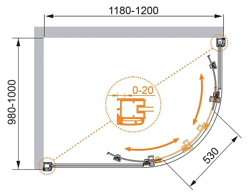 Душевой уголок CEZARES ANIMA-W-RH-2-120/100-C-Cr-L 120x100см стекло прозрачное, профиль хром Душевой уголок CEZARES ANIMA-W-RH-2-120/100-C-Cr-L 120x100см стекло прозрачное, профиль хром