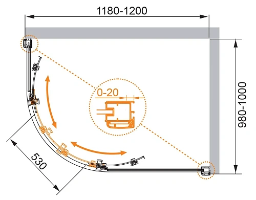 Душевой уголок CEZARES ANIMA-W-RH-2-120/100-P-Cr-R 120x100см стекло рифленое, профиль хром Душевой уголок CEZARES ANIMA-W-RH-2-120/100-P-Cr-R 120x100см стекло рифленое, профиль хром