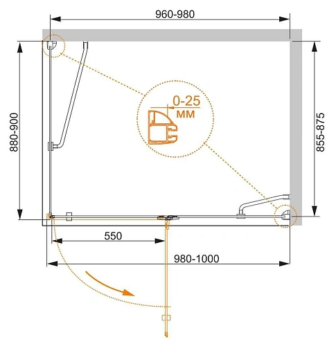 Душевой уголок CEZARES BERGAMO-W-AH-1-100/90-C-Cr-R 100x90см стекло прозрачное, профиль хром Душевой уголок CEZARES BERGAMO-W-AH-1-100/90-C-Cr-R 100x90см стекло прозрачное, профиль хром