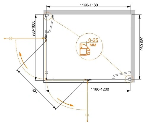 Душевой уголок CEZARES BERGAMO-W-AH-2-120/100-C-Cr-R 120x100см стекло прозрачное, профиль хром Душевой уголок CEZARES BERGAMO-W-AH-2-120/100-C-Cr-R 120x100см стекло прозрачное, профиль хром