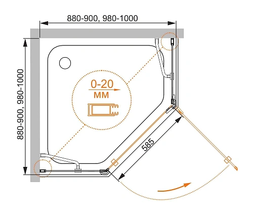 Душевой уголок CEZARES BERGAMO-W-P-1-100-C-Cr-R-IV 100x100см стекло прозрачное, профиль хром Душевой уголок CEZARES BERGAMO-W-P-1-100-C-Cr-R-IV 100x100см стекло прозрачное, профиль хром