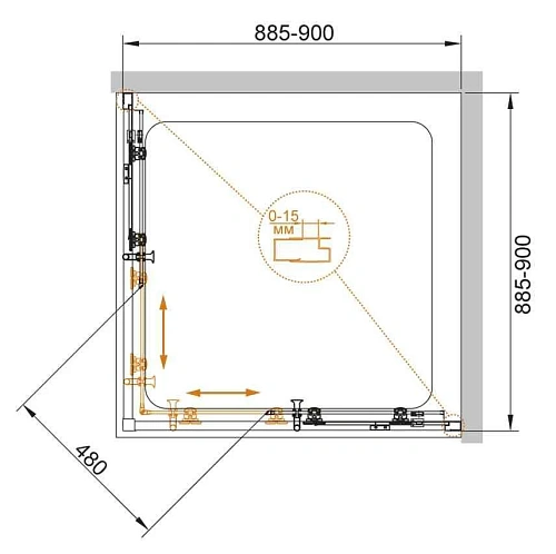 Душевой уголок CEZARES ECO-O-A-2-90-C-NERO 90x90см стекло прозрачное, профиль черный Душевой уголок CEZARES ECO-O-A-2-90-C-NERO 90x90см стекло прозрачное, профиль черный