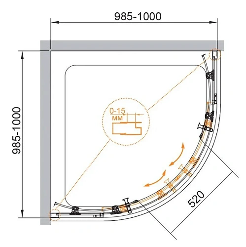 Душевой уголок CEZARES ECO-O-R-2-100-C-NERO 100x100см стекло прозрачное, профиль черный Душевой уголок CEZARES ECO-O-R-2-100-C-NERO 100x100см стекло прозрачное, профиль черный