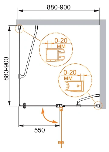 Душевой уголок CEZARES ELENA-W-A-12-90-C-Cr 90x90см стекло прозрачное, профиль хром Душевой уголок CEZARES ELENA-W-A-12-90-C-Cr 90x90см стекло прозрачное, профиль хром