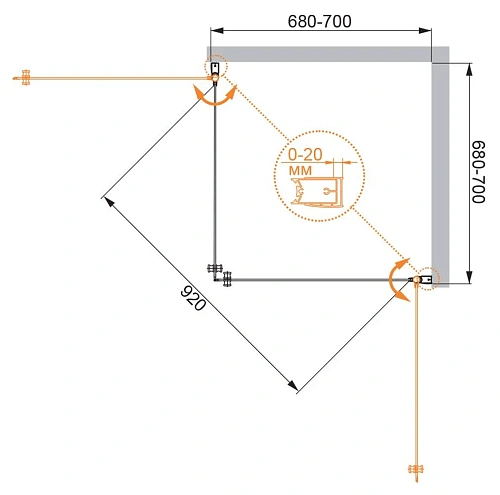 Душевой уголок CEZARES ELENA-W-A-2-70-C-Cr 70x70см стекло прозрачное, профиль хром Душевой уголок CEZARES ELENA-W-A-2-70-C-Cr 70x70см стекло прозрачное, профиль хром