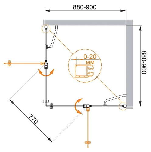 Душевой уголок CEZARES ELENA-W-A-22-90-C-Cr 90x90см стекло прозрачное, профиль хром Душевой уголок CEZARES ELENA-W-A-22-90-C-Cr 90x90см стекло прозрачное, профиль хром