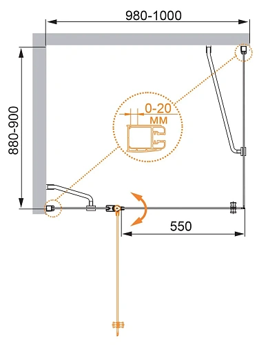 Душевой уголок CEZARES ELENA-W-AH-1-100/90-P-Cr-L 100x90см стекло рифленое, профиль хром Душевой уголок CEZARES ELENA-W-AH-1-100/90-P-Cr-L 100x90см стекло рифленое, профиль хром