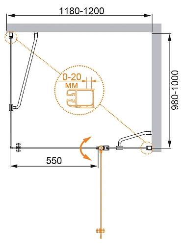 Душевой уголок CEZARES ELENA-W-AH-1-120/100-P-Cr-R 120x100см стекло рифленое, профиль хром Душевой уголок CEZARES ELENA-W-AH-1-120/100-P-Cr-R 120x100см стекло рифленое, профиль хром