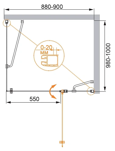 Душевой уголок CEZARES ELENA-W-AH-1-90/100-P-Cr-R 90x100см стекло рифленое, профиль хром Душевой уголок CEZARES ELENA-W-AH-1-90/100-P-Cr-R 90x100см стекло рифленое, профиль хром
