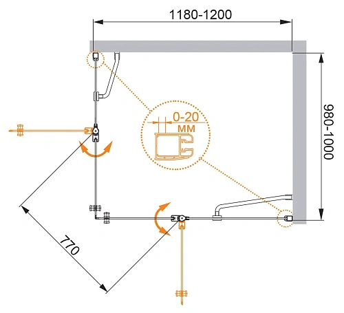 Душевой уголок CEZARES ELENA-W-AH-2-120/100-P-Cr-R 120x100см стекло рифленое, профиль хром Душевой уголок CEZARES ELENA-W-AH-2-120/100-P-Cr-R 120x100см стекло рифленое, профиль хром