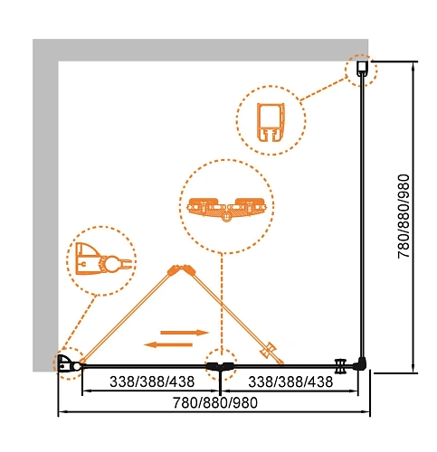 Душевой уголок CEZARES ELENA-W-AS-1-100-C-Cr 100x100см стекло прозрачное, профиль хром Душевой уголок CEZARES ELENA-W-AS-1-100-C-Cr 100x100см стекло прозрачное, профиль хром