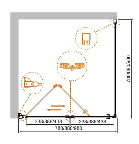 Душевой уголок CEZARES ELENA-W-ASH-1-90/100-C-Cr 90x100см стекло прозрачное, профиль хром Душевой уголок CEZARES ELENA-W-ASH-1-90/100-C-Cr 90x100см стекло прозрачное, профиль хром