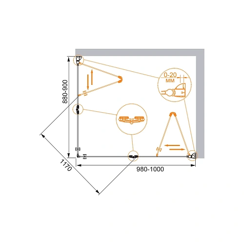 Душевой уголок CEZARES ELENA-W-ASH-2-100/90-C-Cr 100x90см стекло прозрачное, профиль хром Душевой уголок CEZARES ELENA-W-ASH-2-100/90-C-Cr 100x90см стекло прозрачное, профиль хром