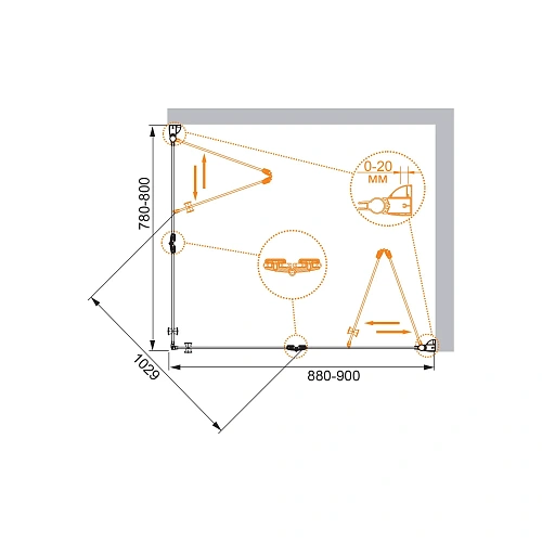 Душевой уголок CEZARES ELENA-W-ASH-2-80/90-C-Cr 80x90см стекло прозрачное, профиль хром Душевой уголок CEZARES ELENA-W-ASH-2-80/90-C-Cr 80x90см стекло прозрачное, профиль хром