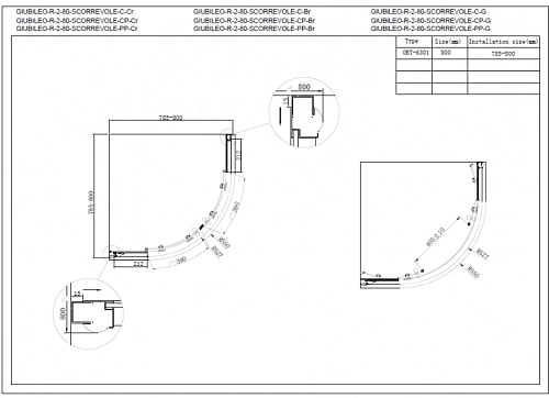 Душевой уголок Cezares Giubileo Scorrevole R2 (80x80) прозрачное стекло с матовым узором бронза GIUBILEO-R-2-80-SCORREVOLE-CP-Br Душевой уголок Cezares Giubileo Scorrevole R2 (80x80) прозрачное стекло с матовым узором бронза GIUBILEO-R-2-80-SCORREVOLE-CP-Br