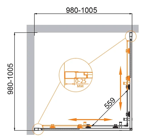 Душевой уголок CEZARES MOLVENO-A-2-100-C-GM-IV цвет профиля оружейная сталь стекло прозрачное 1000x1000 мм Душевой уголок CEZARES MOLVENO-A-2-100-C-GM-IV цвет профиля оружейная сталь стекло прозрачное 1000x1000 мм