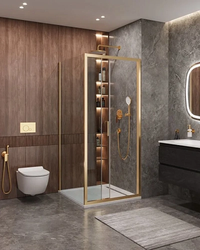 Душевой уголок CEZARES MOLVENO-AF-31-90-C-BORO-IV цвет профиля брашированное золото стекло прозрачное 900x900 мм Душевой уголок CEZARES MOLVENO-AF-31-90-C-BORO-IV цвет профиля брашированное золото стекло прозрачное 900x900 мм