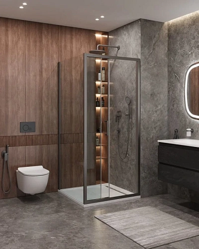 Душевой уголок CEZARES MOLVENO-AF-31-90-C-GM-IV цвет профиля оружейная сталь стекло прозрачное 900x900 мм Душевой уголок CEZARES MOLVENO-AF-31-90-C-GM-IV цвет профиля оружейная сталь стекло прозрачное 900x900 мм