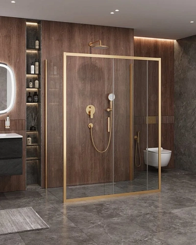 Душевой уголок CEZARES MOLVENO-AH-12-150/90-C-BORO-IV цвет профиля брашированное золото стекло прозрачное 1500x900 мм Душевой уголок CEZARES MOLVENO-AH-12-150/90-C-BORO-IV цвет профиля брашированное золото стекло прозрачное 1500x900 мм