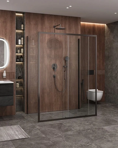 Душевой уголок CEZARES MOLVENO-AH-12-160/90-C-GM-IV цвет профиля оружейная сталь стекло прозрачное 1600x900 мм Душевой уголок CEZARES MOLVENO-AH-12-160/90-C-GM-IV цвет профиля оружейная сталь стекло прозрачное 1600x900 мм