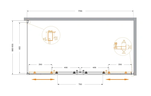 Душевой уголок CEZARES MOLVENO-AH-2/1-180/90-C-Cr-IV цвет профиля хром стекло прозрачное 1800x900 мм Душевой уголок CEZARES MOLVENO-AH-2/1-180/90-C-Cr-IV цвет профиля хром стекло прозрачное 1800x900 мм