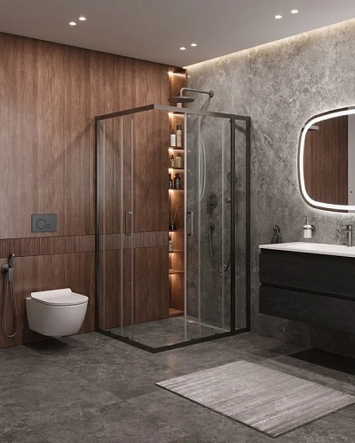 Душевой уголок CEZARES MOLVENO-AH-21-100+30-C-GM-IV цвет профиля оружейная сталь стекло прозрачное 1300x1000 мм Душевой уголок CEZARES MOLVENO-AH-21-100+30-C-GM-IV цвет профиля оружейная сталь стекло прозрачное 1300x1000 мм