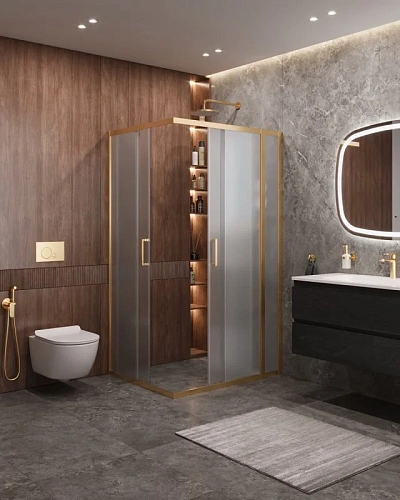Душевой уголок CEZARES MOLVENO-AH-21-90+20-P-BORO цвет профиля брашированное золото стекло рифленое 1100x900 мм Душевой уголок CEZARES MOLVENO-AH-21-90+20-P-BORO цвет профиля брашированное золото стекло рифленое 1100x900 мм