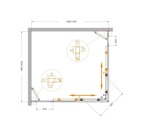 Душевой уголок CEZARES MOLVENO-AH-22-110/100-C-Cr-IV УГЛОВОЙ 110x100см стекло прозрачное, профиль хром Душевой уголок CEZARES MOLVENO-AH-22-110/100-C-Cr-IV УГЛОВОЙ 110x100см стекло прозрачное, профиль хром