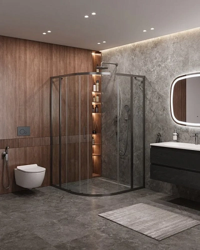 Душевой уголок CEZARES MOLVENO-R-11-90+30-C-GM-IV цвет профиля оружейная сталь стекло прозрачное 1200x1200 мм Душевой уголок CEZARES MOLVENO-R-11-90+30-C-GM-IV цвет профиля оружейная сталь стекло прозрачное 1200x1200 мм