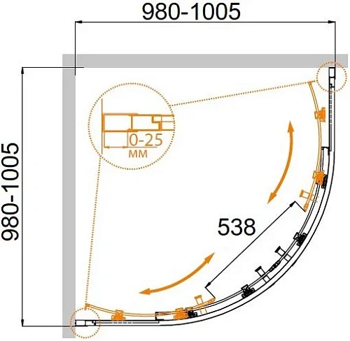 Душевой уголок CEZARES MOLVENO-R-2-100-P-Cr 100x100см стекло рифленое, профиль хром Душевой уголок CEZARES MOLVENO-R-2-100-P-Cr 100x100см стекло рифленое, профиль хром