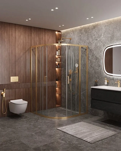 Душевой уголок CEZARES MOLVENO-R-22-100+20-C-BORO-IV цвет профиля брашированное золото стекло прозрачное 1200x1200 мм Душевой уголок CEZARES MOLVENO-R-22-100+20-C-BORO-IV цвет профиля брашированное золото стекло прозрачное 1200x1200 мм