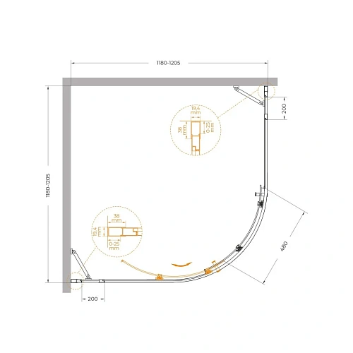 Душевой уголок CEZARES MOLVENO-R-22-100+20-P-Cr 120x120см стекло рифленое, профиль хром Душевой уголок CEZARES MOLVENO-R-22-100+20-P-Cr 120x120см стекло рифленое, профиль хром
