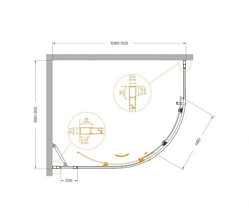 Душевой уголок CEZARES MOLVENO-RH-1-110/90-C-Cr-IV 110x90см стекло прозрачное, профиль хром Душевой уголок CEZARES MOLVENO-RH-1-110/90-C-Cr-IV 110x90см стекло прозрачное, профиль хром