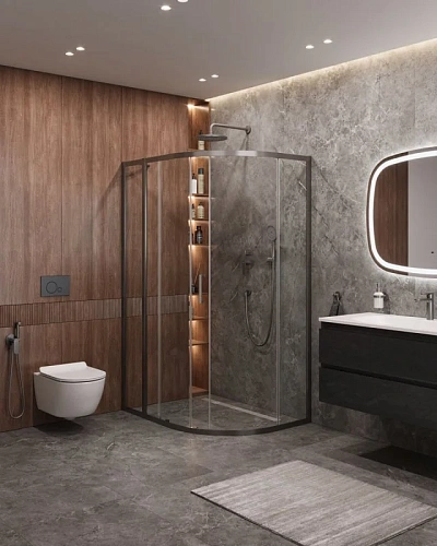 Душевой уголок CEZARES MOLVENO-RH-1-110/90-C-GM-IV цвет профиля оружейная сталь стекло прозрачное 1100x900 мм Душевой уголок CEZARES MOLVENO-RH-1-110/90-C-GM-IV цвет профиля оружейная сталь стекло прозрачное 1100x900 мм