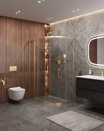 Душевой уголок CEZARES MOLVENO-RH-1-120/90-C-BORO-IV цвет профиля брашированное золото стекло прозрачное 1200x900 мм Душевой уголок CEZARES MOLVENO-RH-1-120/90-C-BORO-IV цвет профиля брашированное золото стекло прозрачное 1200x900 мм