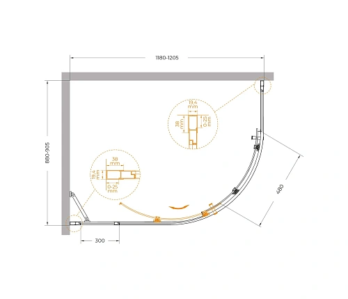 Душевой уголок CEZARES MOLVENO-RH-1-120/90-C-BORO-IV цвет профиля брашированное золото стекло прозрачное 1200x900 мм Душевой уголок CEZARES MOLVENO-RH-1-120/90-C-BORO-IV цвет профиля брашированное золото стекло прозрачное 1200x900 мм