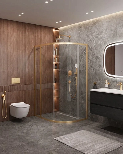 Душевой уголок CEZARES MOLVENO-RH-1-120/90-C-BORO-IV цвет профиля брашированное золото стекло прозрачное 1200x900 мм Душевой уголок CEZARES MOLVENO-RH-1-120/90-C-BORO-IV цвет профиля брашированное золото стекло прозрачное 1200x900 мм