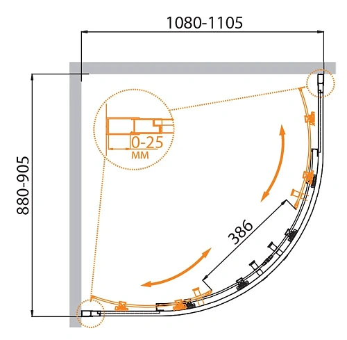 Душевой уголок CEZARES MOLVENO-RH-2-110/90-P-Cr 110x90см стекло рифленое, профиль хром Душевой уголок CEZARES MOLVENO-RH-2-110/90-P-Cr 110x90см стекло рифленое, профиль хром