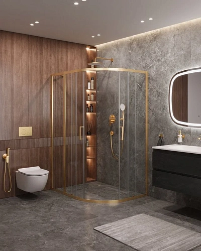 Душевой уголок CEZARES MOLVENO-RH-2-130/100-C-BORO-IV цвет профиля брашированное золото стекло прозрачное 1300x1000 мм Душевой уголок CEZARES MOLVENO-RH-2-130/100-C-BORO-IV цвет профиля брашированное золото стекло прозрачное 1300x1000 мм