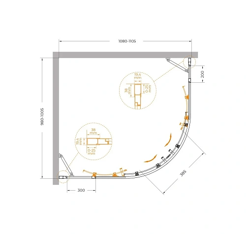 Душевой уголок CEZARES MOLVENO-RH-22-110/100-C-Cr-IV 110x100см стекло прозрачное, профиль хром Душевой уголок CEZARES MOLVENO-RH-22-110/100-C-Cr-IV 110x100см стекло прозрачное, профиль хром