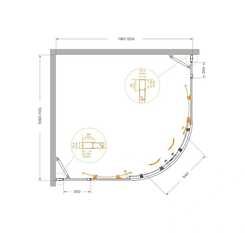 Душевой уголок CEZARES MOLVENO-RH-22-120/110-C-Cr-IV 120x110см стекло прозрачное, профиль хром Душевой уголок CEZARES MOLVENO-RH-22-120/110-C-Cr-IV 120x110см стекло прозрачное, профиль хром