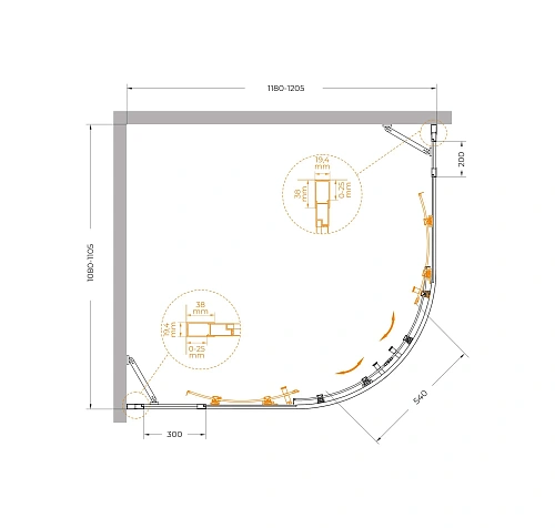Душевой уголок CEZARES MOLVENO-RH-22-120/110-C-GM-IV цвет профиля оружейная сталь стекло прозрачное 1200x1100 мм Душевой уголок CEZARES MOLVENO-RH-22-120/110-C-GM-IV цвет профиля оружейная сталь стекло прозрачное 1200x1100 мм