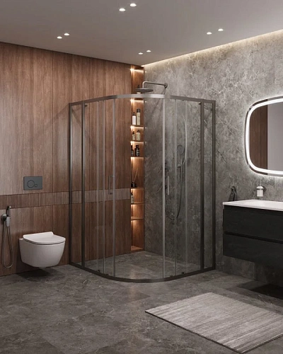 Душевой уголок CEZARES MOLVENO-RH-22-130/120-C-GM-IV цвет профиля оружейная сталь стекло прозрачное 1300x1200 мм Душевой уголок CEZARES MOLVENO-RH-22-130/120-C-GM-IV цвет профиля оружейная сталь стекло прозрачное 1300x1200 мм