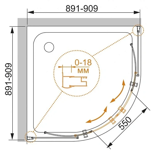 Душевой уголок Cezares Pratico R-2 (90x90) прозрачное стекло PRATICO-R-2-90-C-Cr Душевой уголок Cezares Pratico R-2 (90x90) прозрачное стекло PRATICO-R-2-90-C-Cr