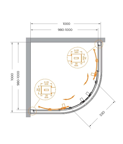 Душевой уголок CEZARES RELAX-304-R-2-100-C-GM 100x100см стекло прозрачное, профиль оружейная сталь Душевой уголок CEZARES RELAX-304-R-2-100-C-GM 100x100см стекло прозрачное, профиль оружейная сталь