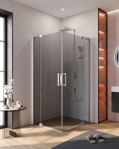 Душевой уголок CEZARES SLIDER-A-2-90/100-GRIGIO-Cr 90-100x90-100см стекло тонированное (графит), профиль хром Душевой уголок CEZARES SLIDER-A-2-90/100-GRIGIO-Cr 90-100x90-100см стекло тонированное (графит), профиль хром